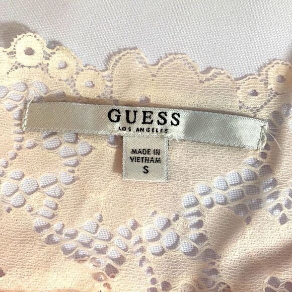 Guess Pink Lace Top With Cross Lace Front Small - Picture 8 of 10